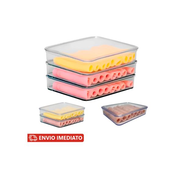 Porta Frios Presunto Queijo Acrílico Resistente Com Tampa Hermético Empilhável
