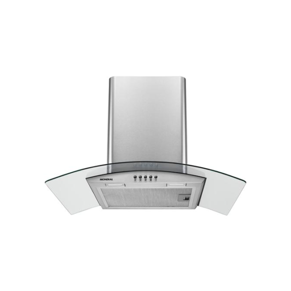 Coifa de Parede Mondial 60cm Inox até 4 Bocas Curvo CF60-01