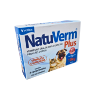 Vermífugo e Giardicida Natu Verm Plus 660 mg para Cães e Gatos - 4 Comprimidos