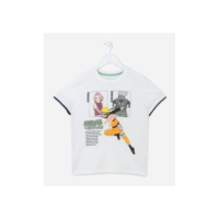 Camiseta Infantil com Estampa do Naruto e Amigos - Tam 5 a 14 anos Off White