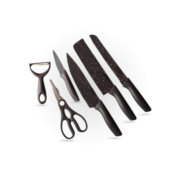 Jogo De Facas Kit 6 Peças Conjunto Inox Gourmet Antiaderente Churrasco Cozinha