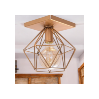 Luminária Plafon Aramado Quadrado Lustre Diamante Luxo Retrô