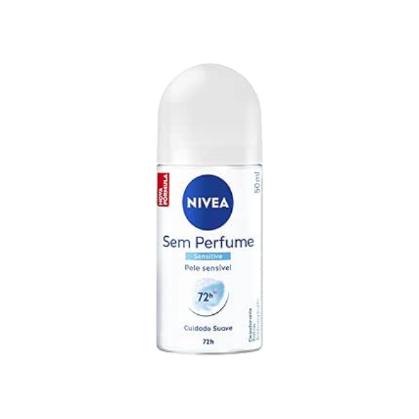 NIVEA DESODORANTE ANTITRANSPIRANTE ROLL ON SEM PERFUME 50ML - PROTECAO PROLONGADA DE 72H PARA PELES SENSIVEIS