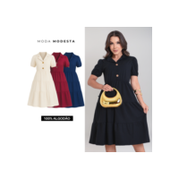 Vestido Feminino Midi Moda Evangélica Casual Social Elegante Confortável