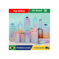 Kit da Garrafa de Água Squeeze Motivacional Com Adesivos 300ML+900ML+2000ML