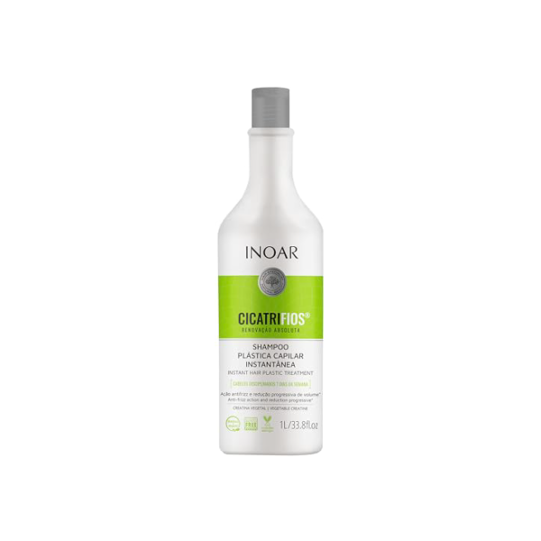 Inoar, Cicatrifios, Shampoo Reconstrutor, Hidratação Profunda e Redução de Volume, Pantenol, Creatina Vegetal e Rejucomplex®, Vegano – Para Cabelos Danificados ou Quebradiços, 1L