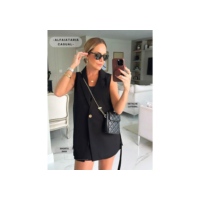 Conjunto Alfaiataria Colete Alongado decote lateral