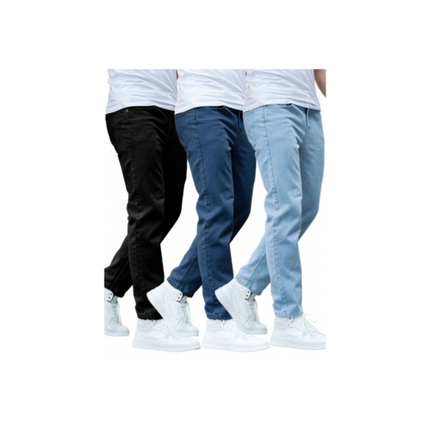 Kit com 3 Calças Jeans Masculina Premium Skinny Corte tradicional Basico com Lycra Lavagem Clara Escura ou Preta