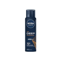 NIVEA MEN Desodorante Antitranspirante Aerossol Deep Amadeirado 150ml - Proteção prolongada de 48h, fórmula com carvão ativado, combate impurezas, antibacteriano, perfume prolongado