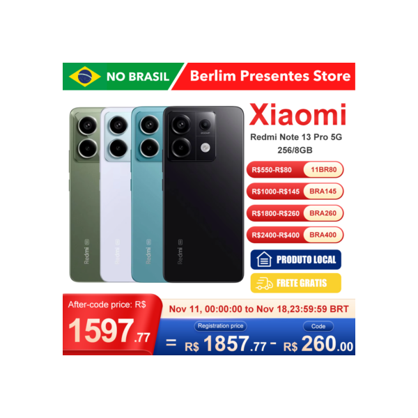 Xiaomi Redmi Note 13 Pro 5G Versão Global | Smartphone 5G , ROM Global , Câmera 200MP , Carregador 67W
