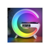 Caxinha de Som G -Speaker COR BRANCA Com Relógio Luminária Bluetooth Inteligente Carregador Sem Fio Led Luz Rgb COM RELÓ