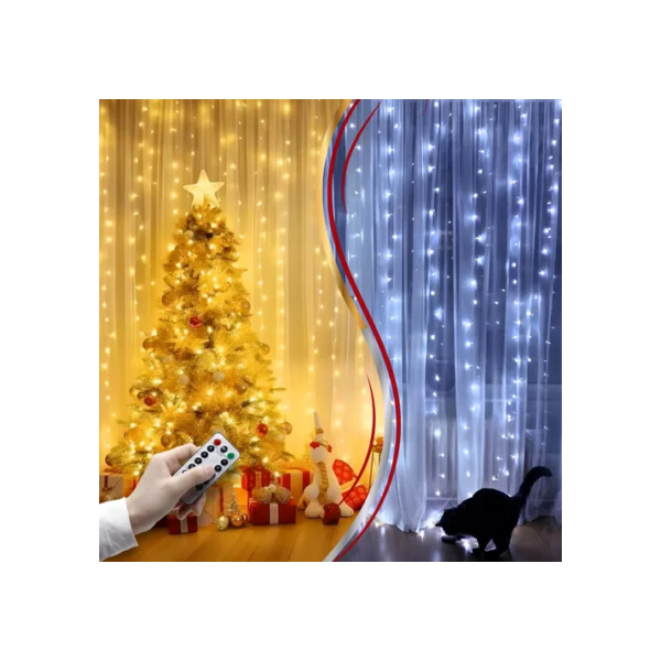 Cortina Led Pisca Natal Decoração Luzes Festa Casamento 3x3m