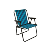 Cadeira De Praia Aço Pintado Até 110kg Xadrez Vermelho - Mor Cor Azul