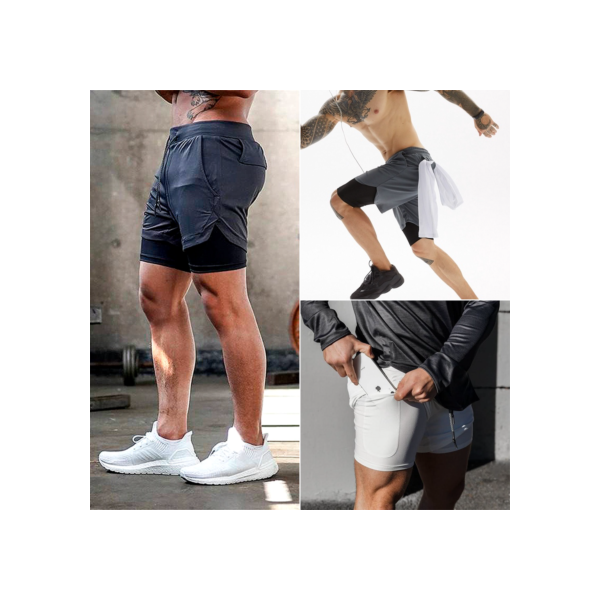 Kit 3 Bermudas 2 em 1 DryFit Masculinas