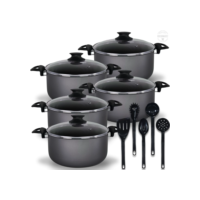 Jogo De Panelas Caçarolas Plus 16 a 24 Antiaderente 5 Camadas De Teflon Cor Preto Grafite