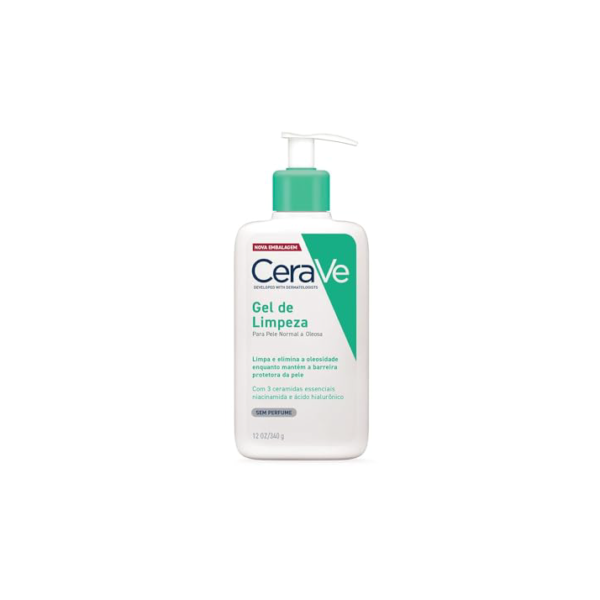 CeraVe, Gel de Limpeza Facial Para Pele Normal a Oleosa, com Ácido Hialurônico e Niacinamida, 340g