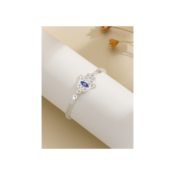 Pulseira de Prata Palma Moda Olho de Rhinestone Adequada para Uso Diário Feminino