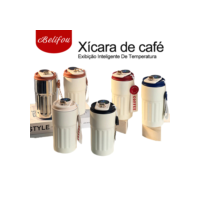 Belifou 450ml Copo Térmico Cafe personalizado Inox Portátil tampa Com LED Temperatura Antivazamento