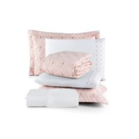 Kit Cobre Leito 6 Peças Queen Bordado Hipercal 200 Fios Ideale