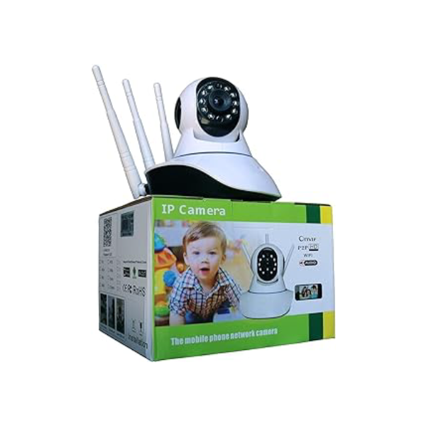 Câmera Ip Sem Fio 360° 3 Antenas Hd Wifi Visão Noturna Alarme