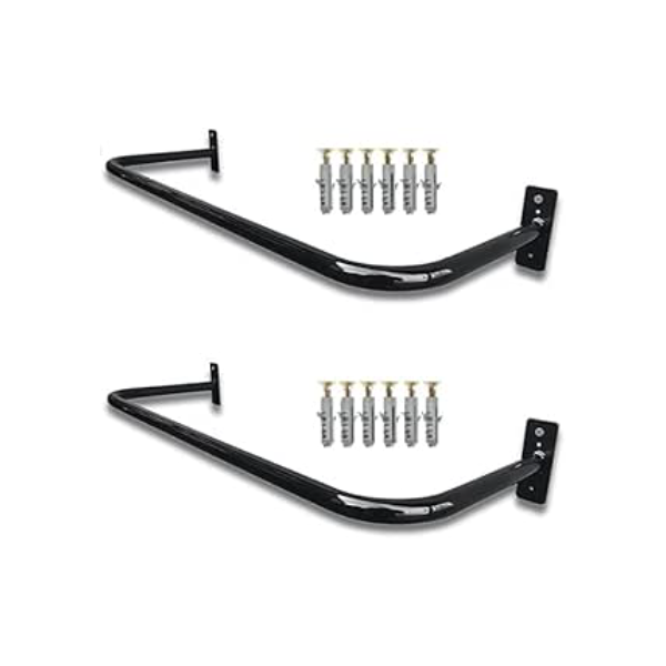 2 Arara de roupas para Parede 80 cm Preta com Kit de Instalação