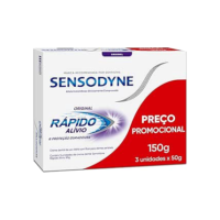 Sensodyne Creme Dental Rápido Alívio e Proteção Duradoura Com Flúor para Dentes Sensíveis e Gengivais, Alívio Instantâneo, Leve 3 e Pague 2, 50g cada
