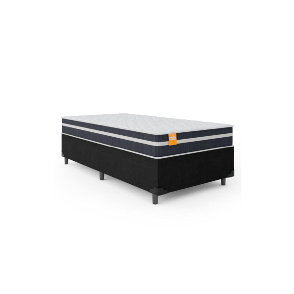 Cama Box Solteiro Colchão Molas Qatar 88x188x60cm Branco / Preto - Suporta até 200Kg