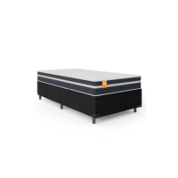 Cama Box Solteiro Colchão Molas Qatar 88x188x60cm Branco / Preto - Suporta até 200Kg