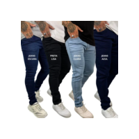 Kit 4 Calças Jeans Skinny Slim Tradicional Masculina Lycra