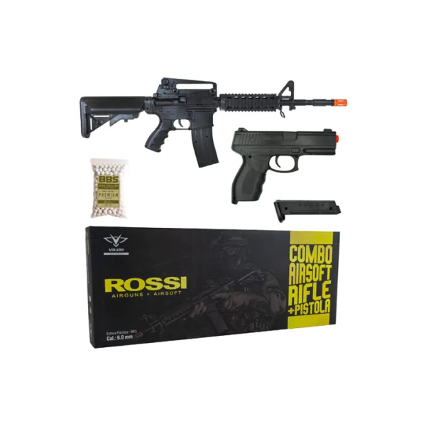Rifle Airsoft M4 E Pistola 24/7  Vigor Spring Rossi Taurus