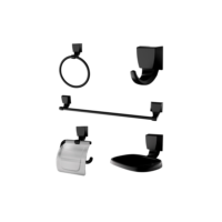 Kit Banheiro 5 Peças Attic Quadra Preto 2000 F24 Lorenzetti