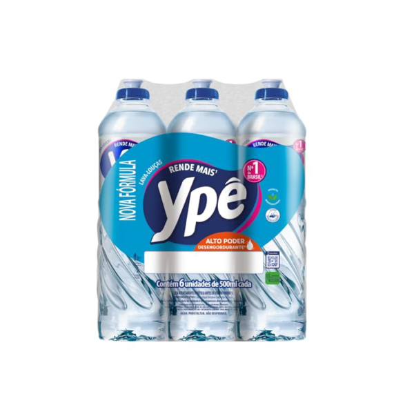 Ypê Pack Detergente Clear 500ml (6 unidades)