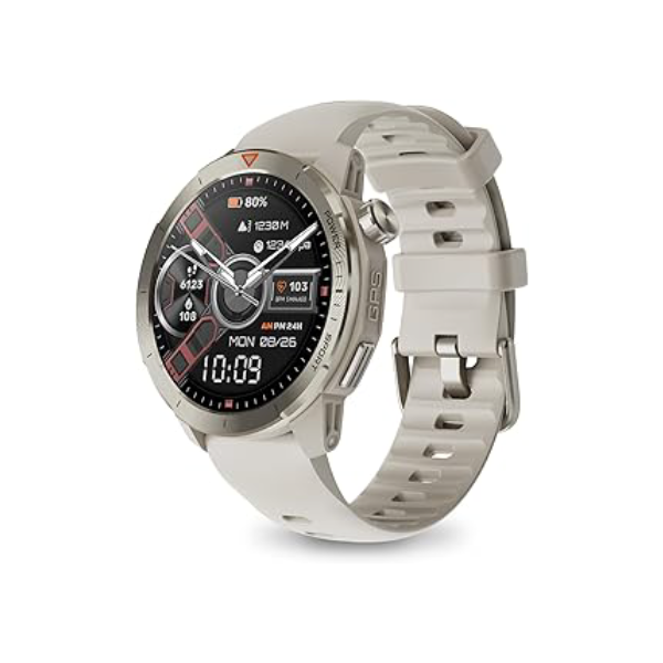 Bettdow SmartWatch, relogio smartwatch com GPS, tela AMOLED de alta definição de 1,43" Ecrã tátil, à prova d'água 3ATM, relogio smartwatch feminino e masculino, com 120+ Modos Esportivos (Titânio)