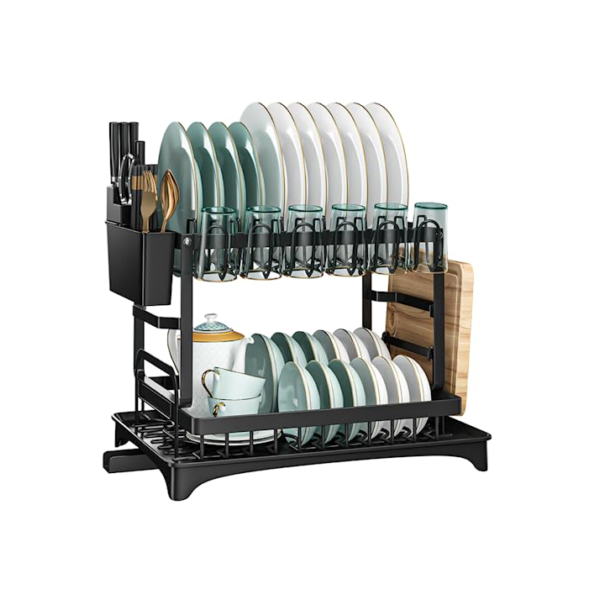 Escorredor de Louça Inox com Porta Pratos Talheres Copos Modular Master (Preto)