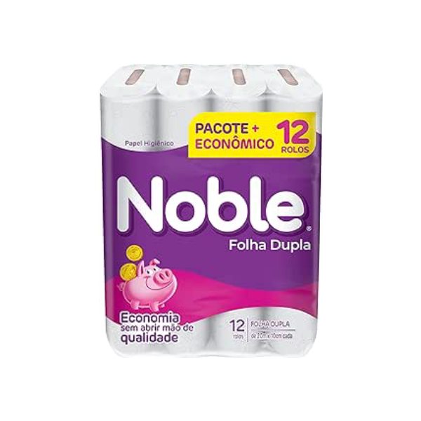 Noble - Papel Higiênico, Folha Dupla, Neutro, 12 Rolos De 20M