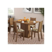 Conjunto Sala de Jantar Lexy Madesa Mesa Tampo de Madeira com 4 Cadeiras - Rustic/Bege Marrom