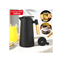Garrafa Térmica de água, 1 Litro Garrafa Térmica Com Termômetro Led Para Chás / Café Design Moderno Cabo Em Madeira