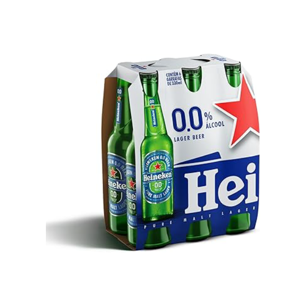 Cerveja Heineken Sem Álcool LONG NECK - Pack com 6 Unidades