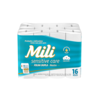 Mili Papel Higiênico Sensitive Care 30m Folha Dupla Neutro -16 rolos