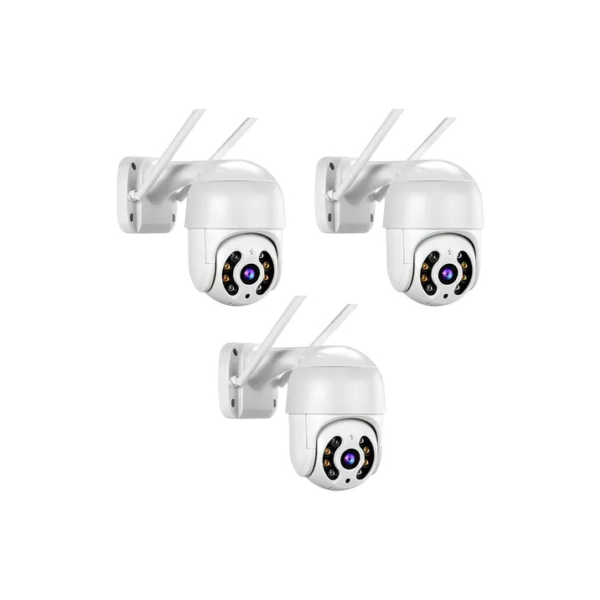 Kit 3 Cameras Ip Wifi Rotativa Externa Prova D Água Hd Icsee Cor Branca