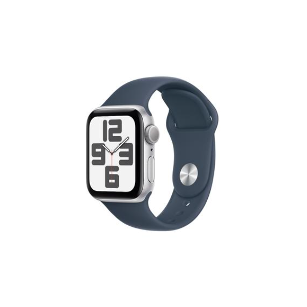 Apple Watch SE 40mm GPS Caixa Prateada de Alumínio, Pulseira Esportiva Azul-Tempestade, Tamanho P/M, Neutro em Carbono - MRE13BZ/A