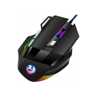 Mouse Gamer Anúbis 7 Botões 32000 DPI Ajustável LED RGB Alta Precisão e Velocidade Jogos Trabalho Estudos Cabo Reforçado Super Rápido Ergonômico Antideslizante Clique Duplo Premium - Preto