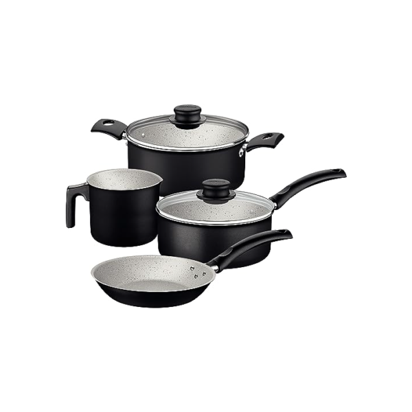 Jogo de Panelas Tramontina Turim em Aluminio com Revestimento Interno e Externo em Antiaderente Starflon Max Preto 04 Peças