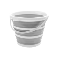 Powermaid Balde Retrátil de Silicone com Alça Dobrável Multiuso - 10 Litros - Branco e Cinza