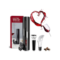 Kit Abridor de Vinho Elétrico de 4 Peças Com Saca Rolha Automático Bico Dosador Cortador de Lacre Rolha a Vácuo Cortador de Lacre Premium