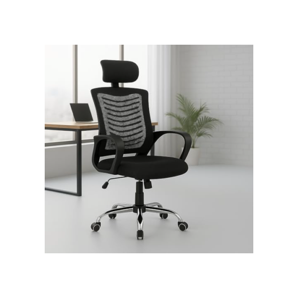 Cadeira De Escritório Ergonômica Presidente Com Encosto Preto Malha Ventilada Mesh Confortável