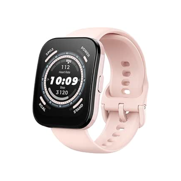 Relógio Inteligente Amazfit Bip 5, GPS, Chamadas Bluetooth, Bateria de 10 dias, Tela ultra grande, Rastreamento de passos, Alexa Built-In, AI Fitness App (Pink)