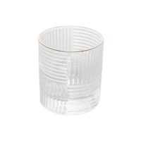Conjunto 2 Copos para Whisky de Vidro com Borda Dourada Chess 320ml Wolff