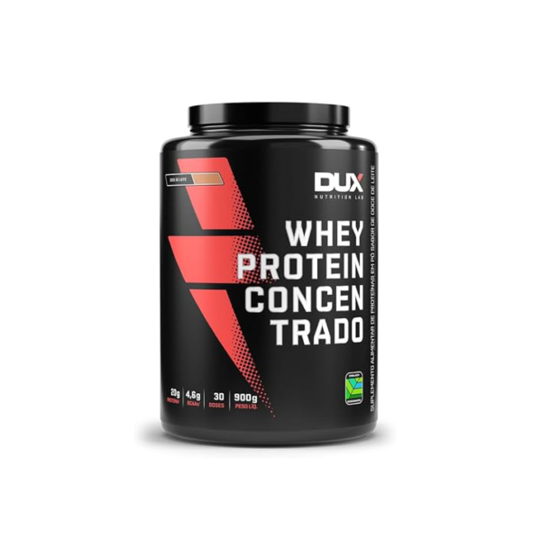 Whey Protein Concentrado Doce de Leite Pote 900g – Contribui para o Ganho Muscular Hipertrofia – Dux Human Health