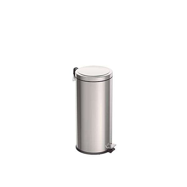 Tramontina Brazil 94538130 Lixeira com Pedal e Acabamento Polido e Balde Interno Removível, 30 L, Prata